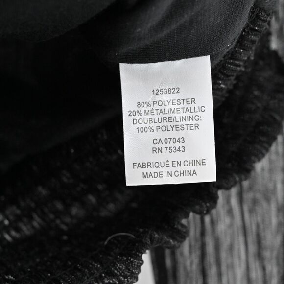 JOIE Top Womens Size S Black Metallic‎ VNeck Gathered Blouse Semi Sheer Sleeves - Picture 8 of 12